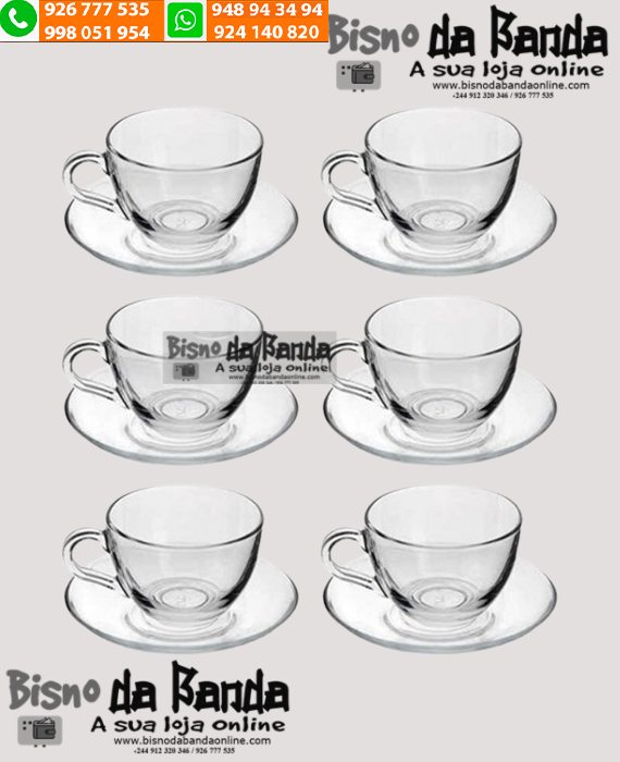 Conjunto de xícara de chá e pires de vidro
