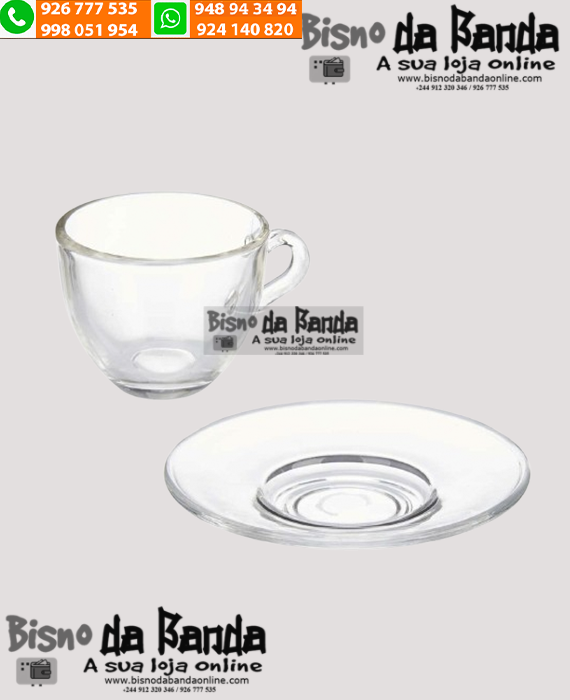 Conjunto de xícara de chá e pires de vidro