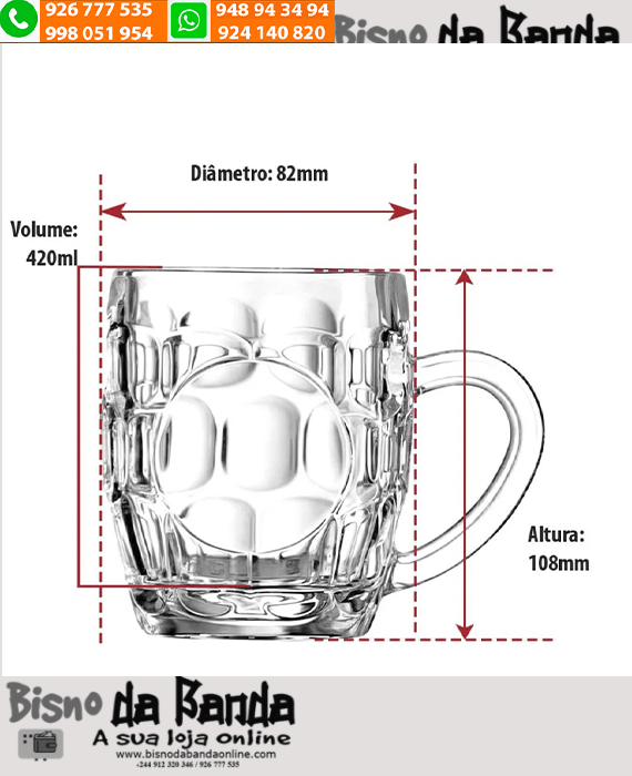 2 Canecas de Vidro 420ml